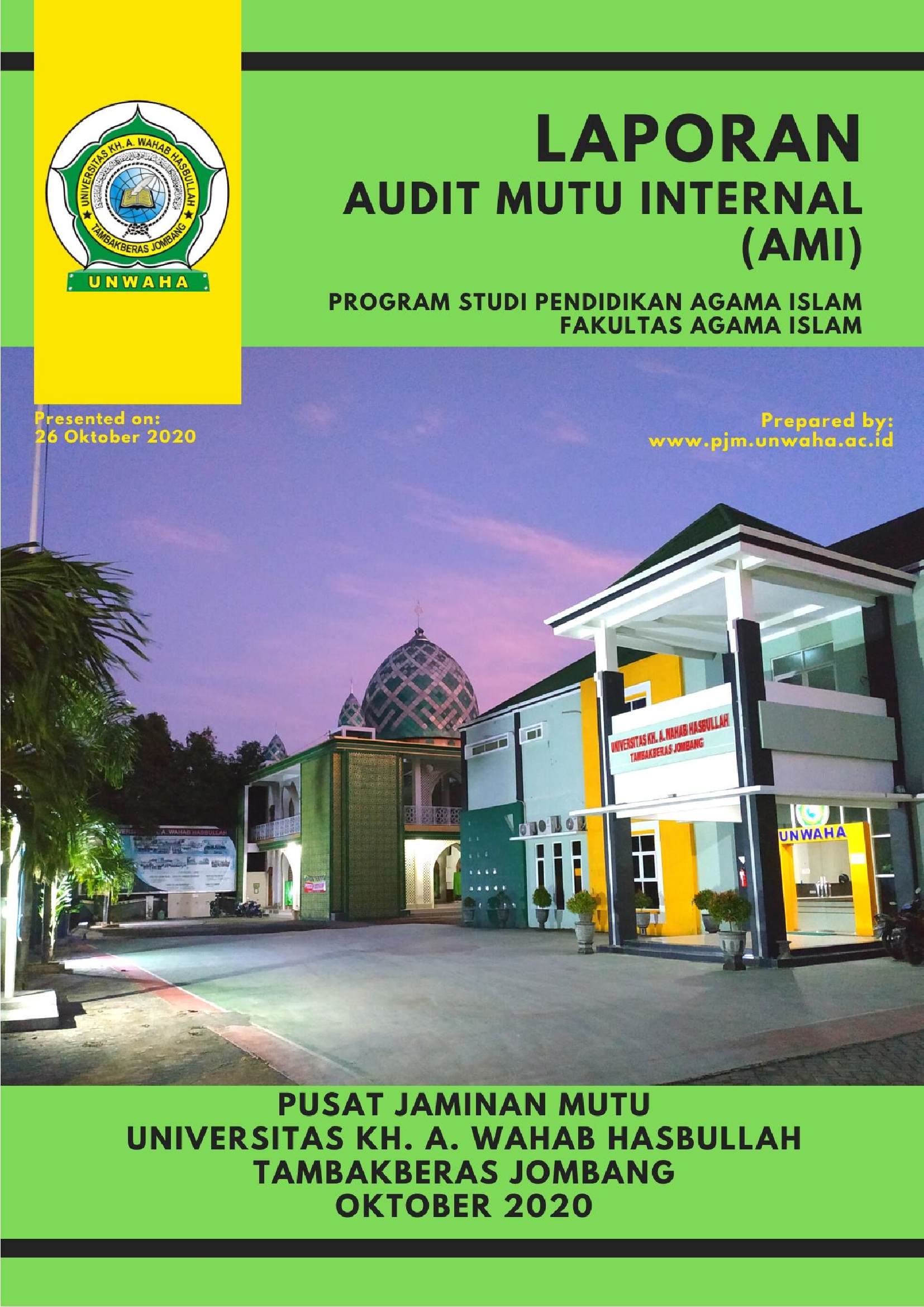 Audit Mutu Internal (AMI) Prodi Pendidikan Agama Islam Fakultas Agama Islam Tahun 2020